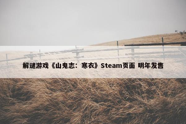 解谜游戏《山鬼志：寒衣》Steam页面 明年发售