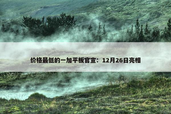 价格最低的一加平板官宣：12月26日亮相