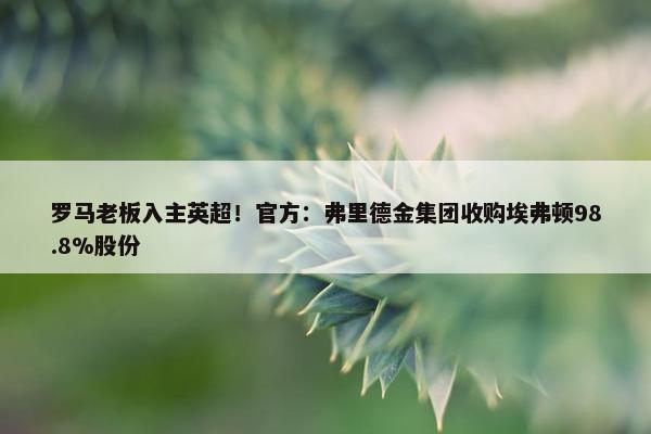 罗马老板入主英超！官方：弗里德金集团收购埃弗顿98.8%股份