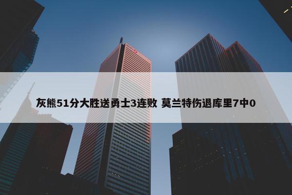 灰熊51分大胜送勇士3连败 莫兰特伤退库里7中0