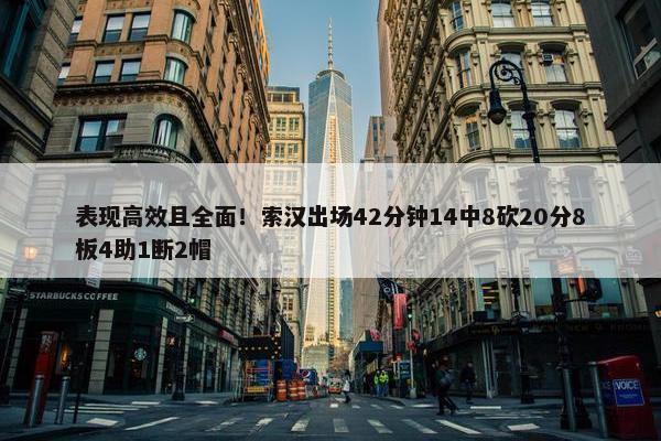 表现高效且全面！索汉出场42分钟14中8砍20分8板4助1断2帽