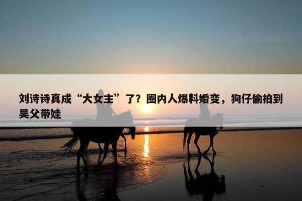 刘诗诗真成“大女主”了？圈内人爆料婚变，狗仔偷拍到吴父带娃