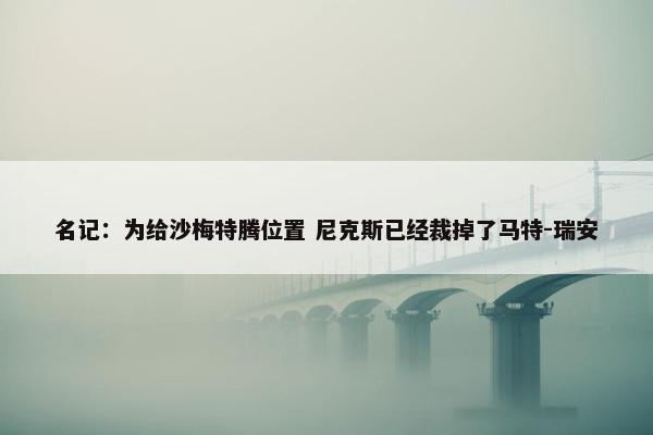 名记：为给沙梅特腾位置 尼克斯已经裁掉了马特-瑞安