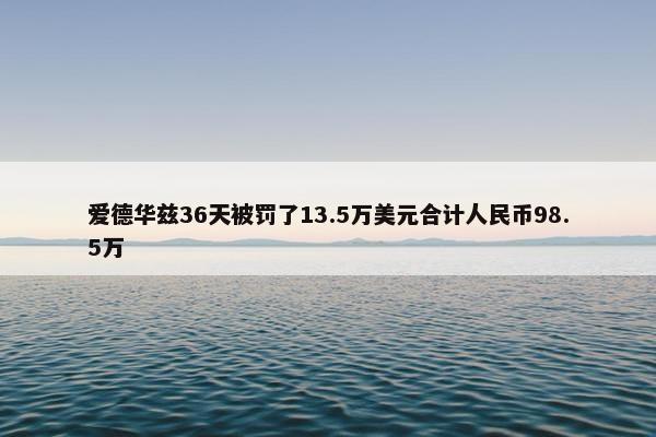 爱德华兹36天被罚了13.5万美元合计人民币98.5万