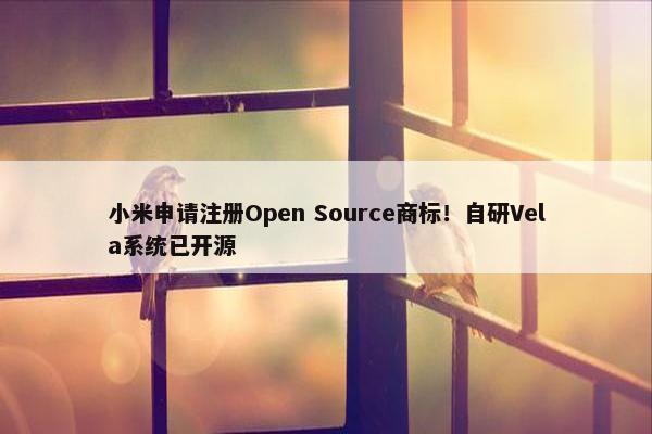 小米申请注册Open Source商标！自研Vela系统已开源