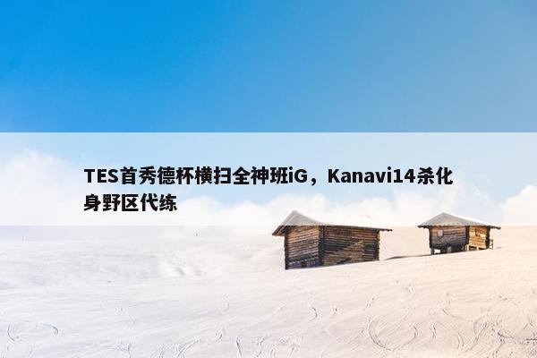 TES首秀德杯横扫全神班iG，Kanavi14杀化身野区代练