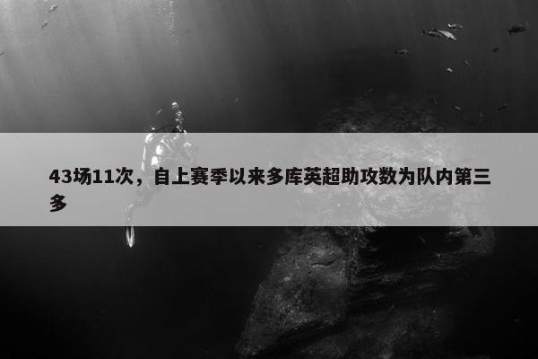 43场11次，自上赛季以来多库英超助攻数为队内第三多