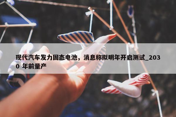 现代汽车发力固态电池，消息称拟明年开启测试_2030 年前量产