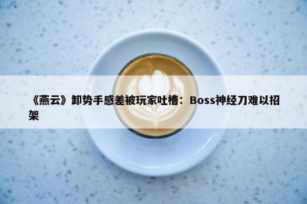 《燕云》卸势手感差被玩家吐槽：Boss神经刀难以招架