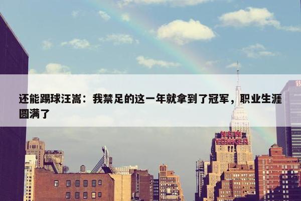 还能踢球汪嵩：我禁足的这一年就拿到了冠军，职业生涯圆满了