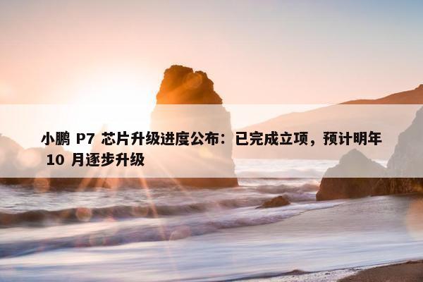 小鹏 P7 芯片升级进度公布：已完成立项，预计明年 10 月逐步升级