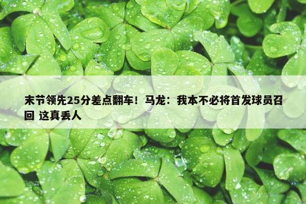 末节领先25分差点翻车！马龙：我本不必将首发球员召回 这真丢人