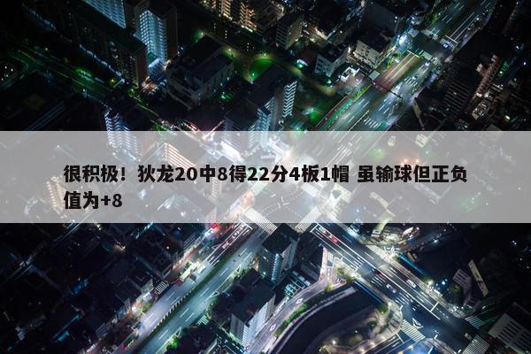 很积极！狄龙20中8得22分4板1帽 虽输球但正负值为+8