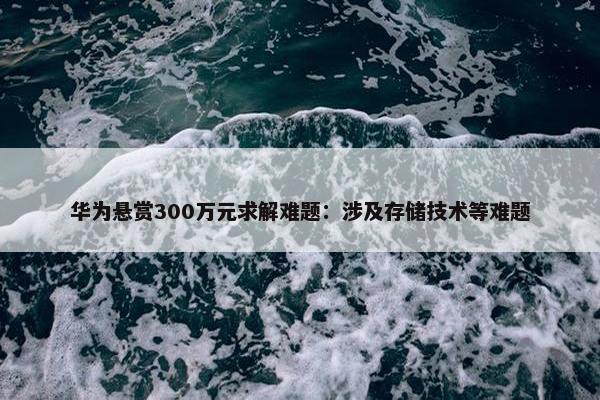 华为悬赏300万元求解难题：涉及存储技术等难题