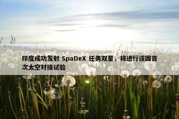 印度成功发射 SpaDeX 任务双星，将进行该国首次太空对接试验