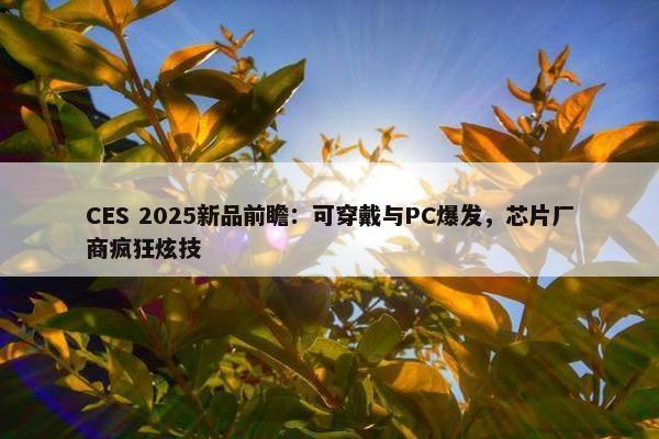 CES 2025新品前瞻：可穿戴与PC爆发，芯片厂商疯狂炫技