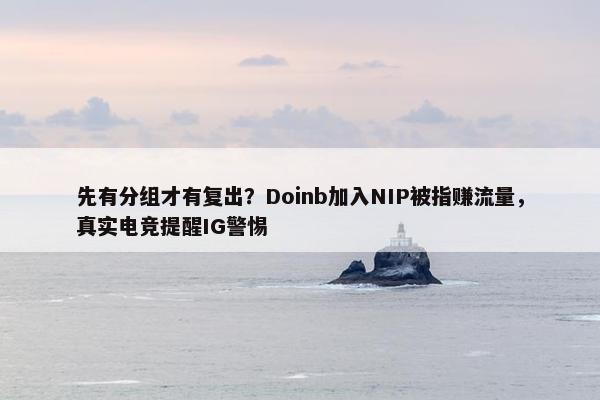 先有分组才有复出？Doinb加入NIP被指赚流量，真实电竞提醒IG警惕