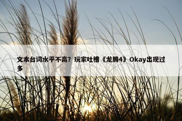 文本台词水平不高？玩家吐槽《龙腾4》Okay出现过多