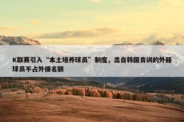 K联赛引入“本土培养球员”制度，出自韩国青训的外籍球员不占外援名额