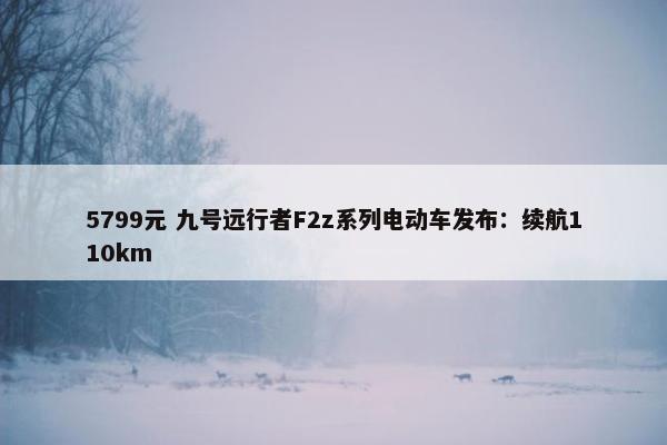 5799元 九号远行者F2z系列电动车发布：续航110km