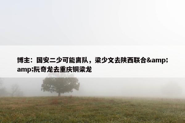 博主：国安二少可能离队，梁少文去陕西联合&amp;阮奇龙去重庆铜梁龙