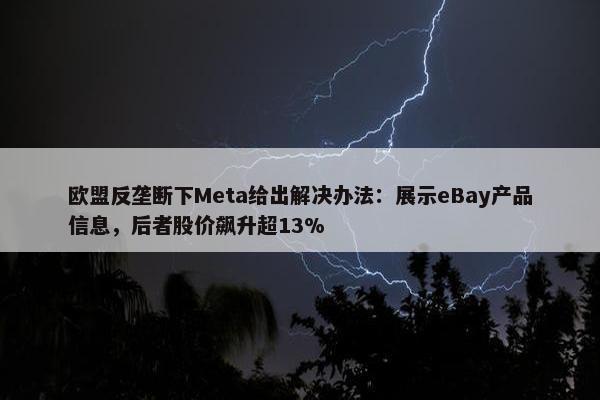 欧盟反垄断下Meta给出解决办法：展示eBay产品信息，后者股价飙升超13%