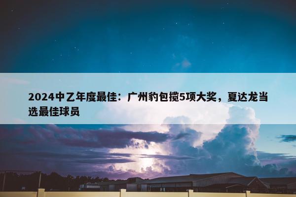 2024中乙年度最佳：广州豹包揽5项大奖，夏达龙当选最佳球员