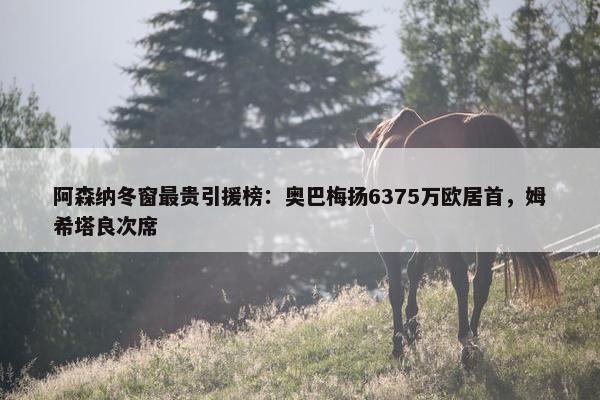 阿森纳冬窗最贵引援榜：奥巴梅扬6375万欧居首，姆希塔良次席