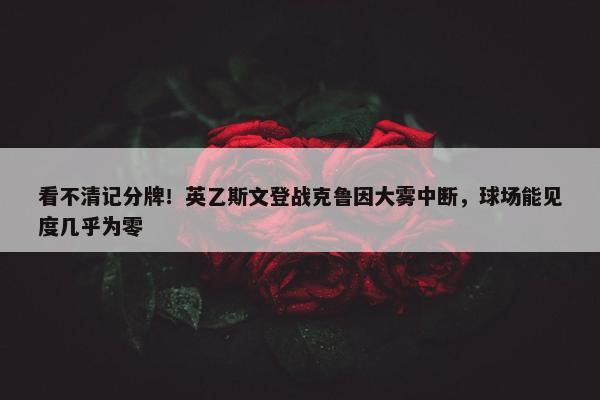 看不清记分牌！英乙斯文登战克鲁因大雾中断，球场能见度几乎为零