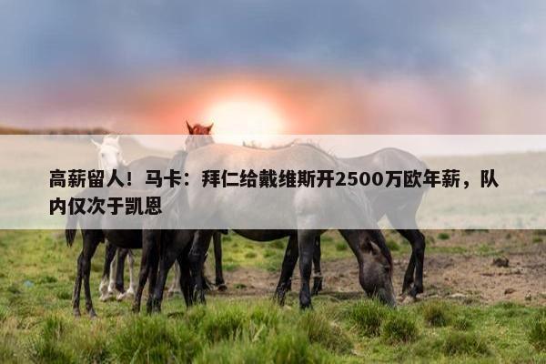 高薪留人！马卡：拜仁给戴维斯开2500万欧年薪，队内仅次于凯恩