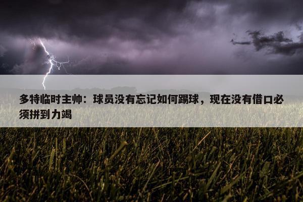 多特临时主帅：球员没有忘记如何踢球，现在没有借口必须拼到力竭