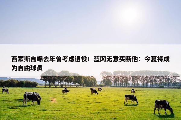 西蒙斯自曝去年曾考虑退役！篮网无意买断他：今夏将成为自由球员