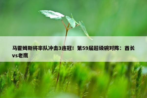 马霍姆斯将率队冲击3连冠！第59届超级碗对阵：酋长vs老鹰