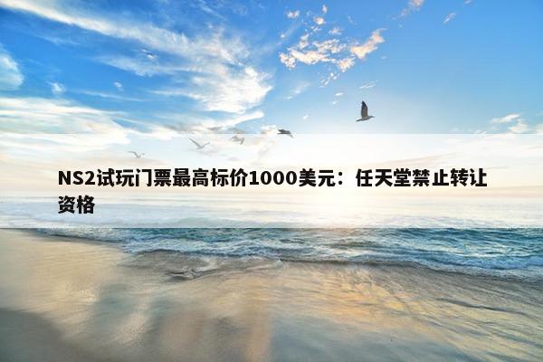 NS2试玩门票最高标价1000美元：任天堂禁止转让资格