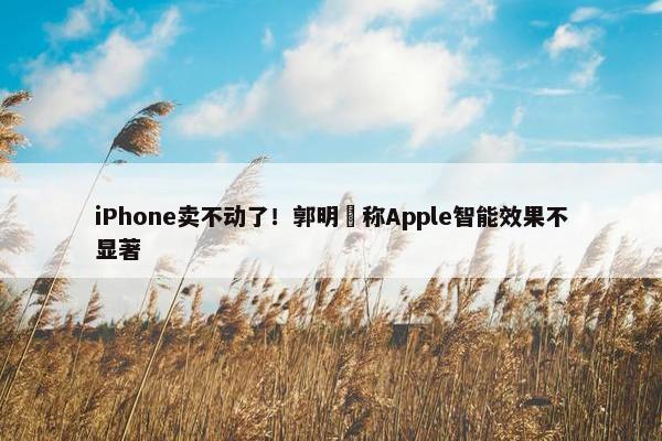 iPhone卖不动了！郭明錤称Apple智能效果不显著