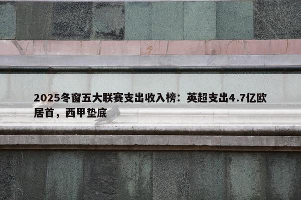 2025冬窗五大联赛支出收入榜：英超支出4.7亿欧居首，西甲垫底