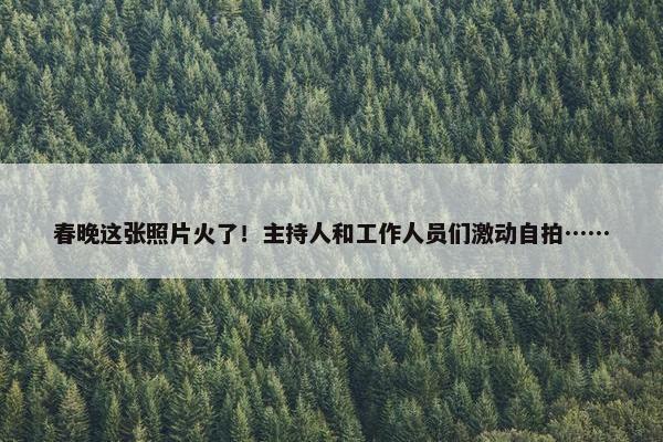 春晚这张照片火了！主持人和工作人员们激动自拍……