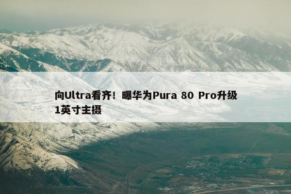 向Ultra看齐！曝华为Pura 80 Pro升级1英寸主摄