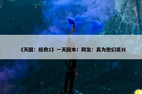 《天国：拯救2》一天回本！网友：真为他们高兴