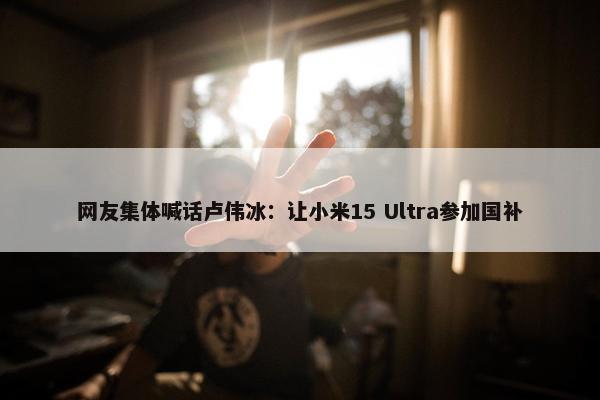 网友集体喊话卢伟冰：让小米15 Ultra参加国补