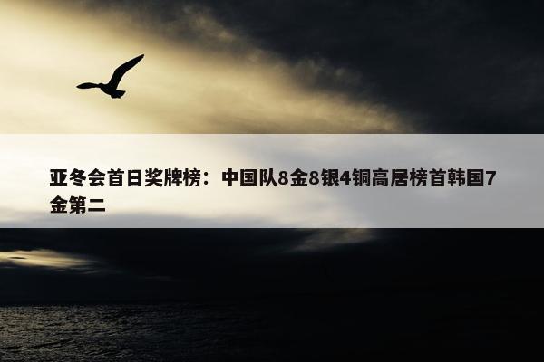 亚冬会首日奖牌榜：中国队8金8银4铜高居榜首韩国7金第二