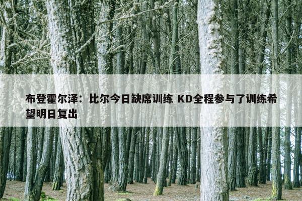 布登霍尔泽：比尔今日缺席训练 KD全程参与了训练希望明日复出