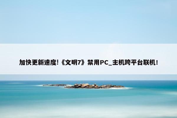 加快更新速度!《文明7》禁用PC_主机跨平台联机！