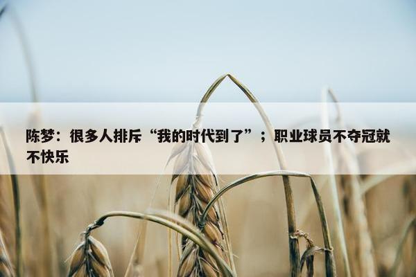 陈梦：很多人排斥“我的时代到了”；职业球员不夺冠就不快乐