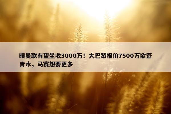 曝曼联有望坐收3000万！大巴黎报价7500万欲签青木，马赛想要更多