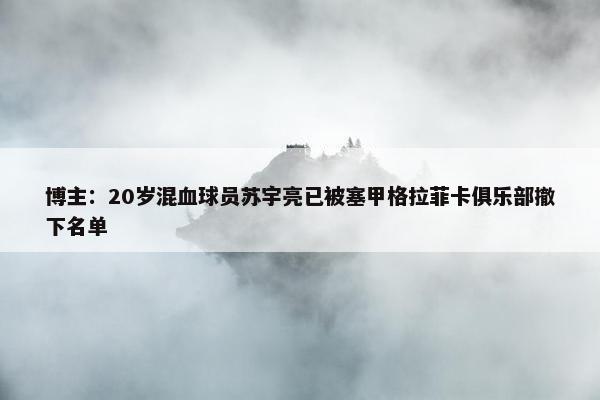 博主：20岁混血球员苏宇亮已被塞甲格拉菲卡俱乐部撤下名单