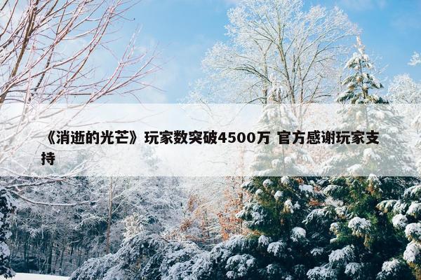 《消逝的光芒》玩家数突破4500万 官方感谢玩家支持