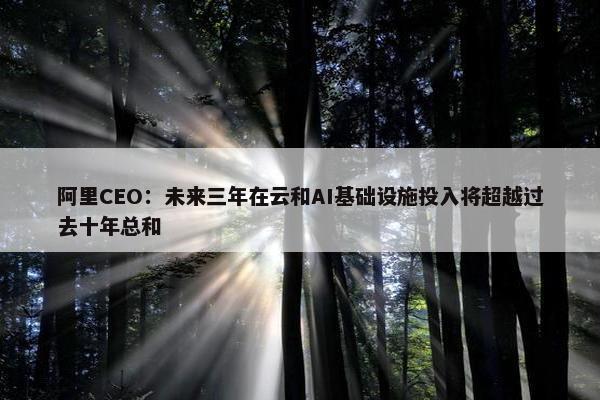 阿里CEO：未来三年在云和AI基础设施投入将超越过去十年总和