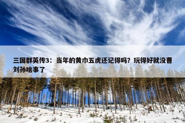 三国群英传3：当年的黄巾五虎还记得吗？玩得好就没曹刘孙啥事了