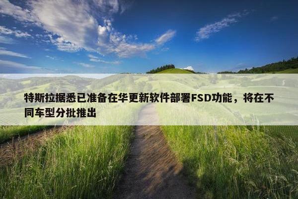 特斯拉据悉已准备在华更新软件部署FSD功能，将在不同车型分批推出